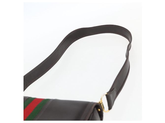 Borsa a spalla in pelle marrone e oro della linea Sherry di GUCCI Auth ka1343 D'oro - vista 8