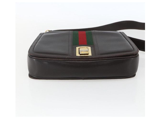 Borsa a spalla in pelle marrone e oro della linea Sherry di GUCCI Auth ka1343 D'oro - vista 9