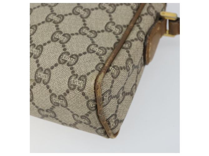 Bolsa de Ombro GUCCI GG Plus Supreme Web Sherry Line PVC Bege Ouro Auth 159949 Dourado - vista 10