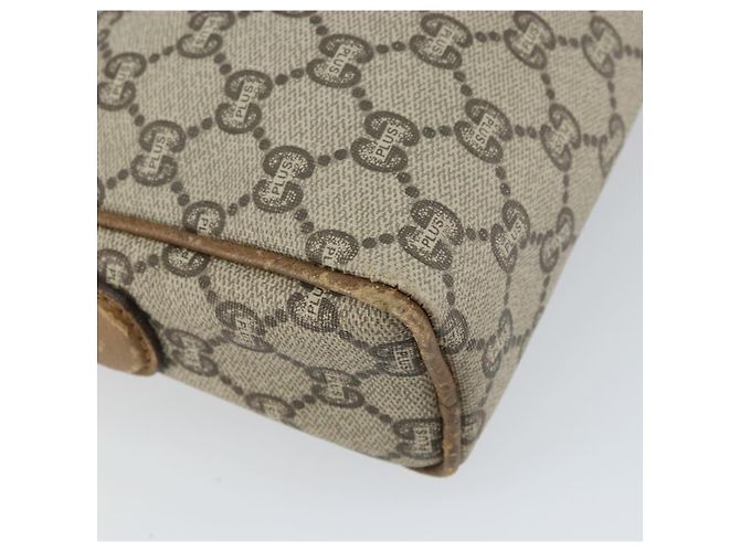 Bolsa de Ombro GUCCI GG Plus Supreme Web Sherry Line PVC Bege Ouro Auth 159949 Dourado - vista 13