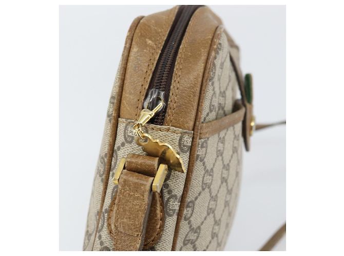Bolsa de Ombro GUCCI GG Plus Supreme Web Sherry Line PVC Bege Ouro Auth 159949 Dourado - vista 15