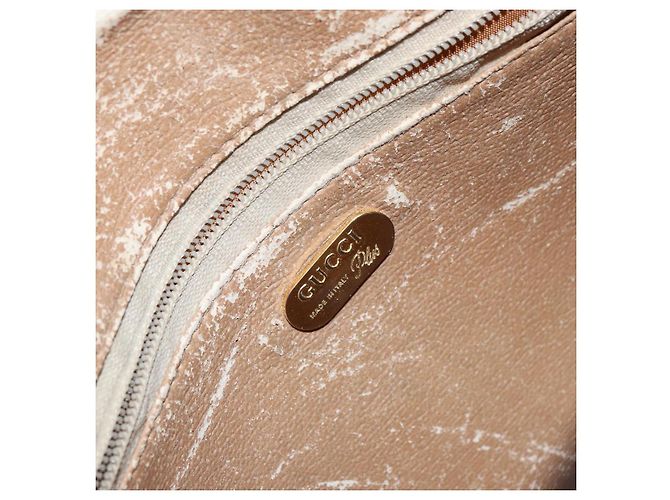 Bolsa de Ombro GUCCI GG Plus Supreme Web Sherry Line PVC Bege Ouro Auth 159949 Dourado - vista 16