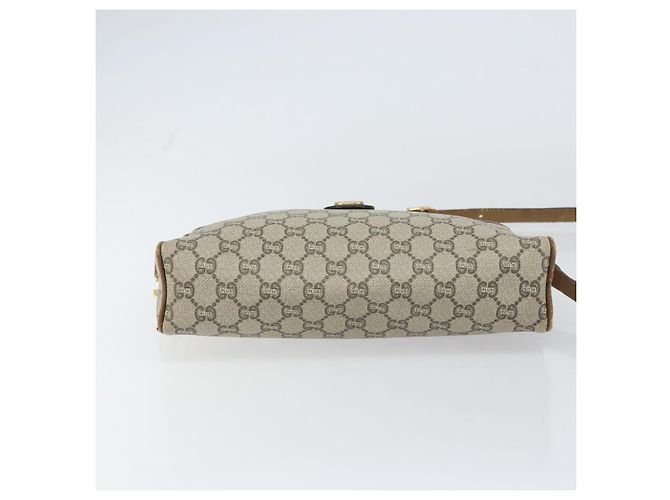 Bolsa de Ombro GUCCI GG Plus Supreme Web Sherry Line PVC Bege Ouro Auth 159949 Dourado - vista 9