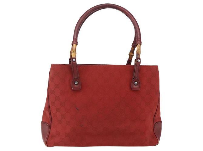 Bamboo Borsa a mano in tela GG Gucci con bambù rosso 112526 Auth ep12621 - vista 2
