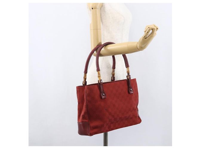 Bamboo Borsa a mano in tela GG Gucci con bambù rosso 112526 Auth ep12621 - vista 24