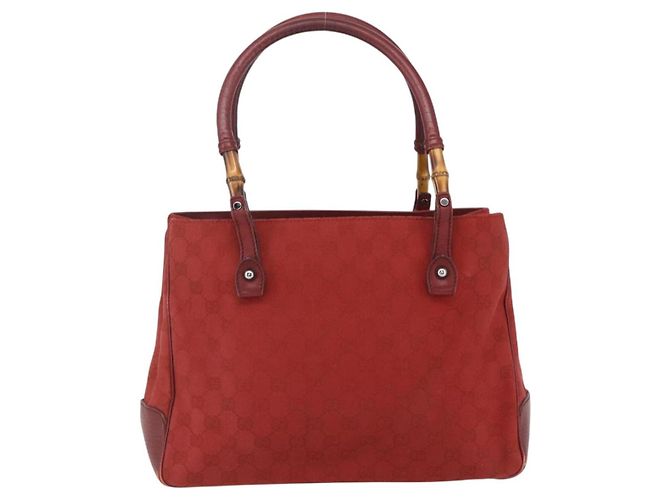 Bamboo Borsa a mano in tela GG Gucci con bambù rosso 112526 Auth ep12621 - vista 3