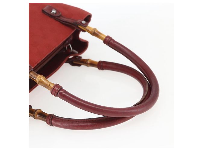 Bamboo Borsa a mano in tela GG Gucci con bambù rosso 112526 Auth ep12621 - vista 8