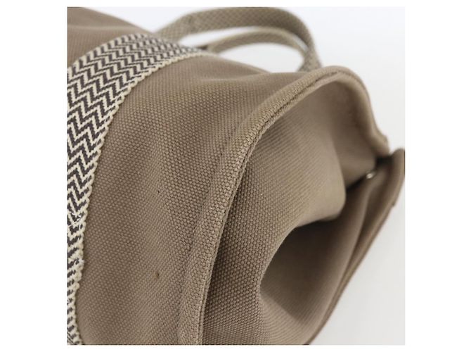 Hermès HERMES Cannes PM Borsa Tote Cotone Beige Argento Auth ka1282 - vista 10