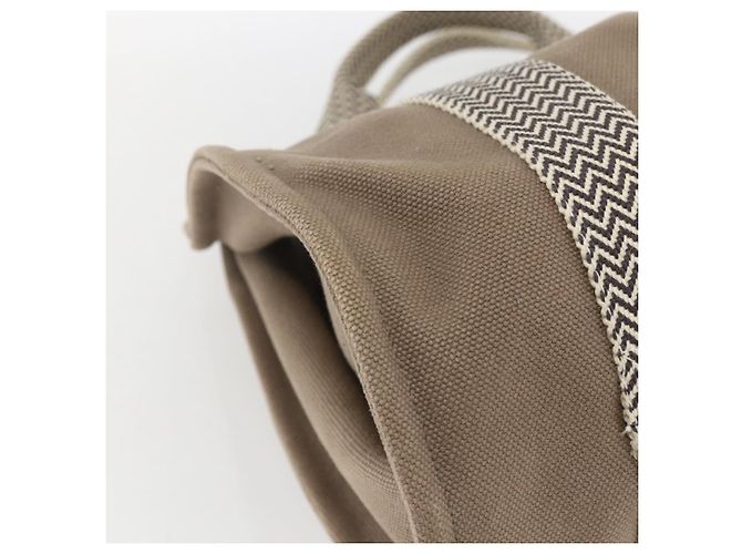 Hermès HERMES Cannes PM Borsa Tote Cotone Beige Argento Auth ka1282 - vista 11