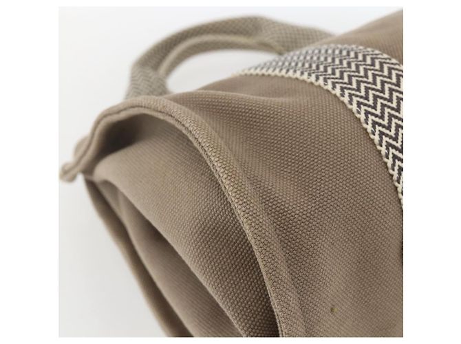 Hermès HERMES Cannes PM Borsa Tote Cotone Beige Argento Auth ka1282 - vista 13