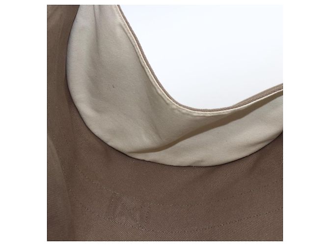 Hermès HERMES Cannes PM Borsa Tote Cotone Beige Argento Auth ka1282 - vista 15