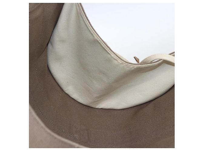 Hermès HERMES Cannes PM Borsa Tote Cotone Beige Argento Auth ka1282 - vista 16