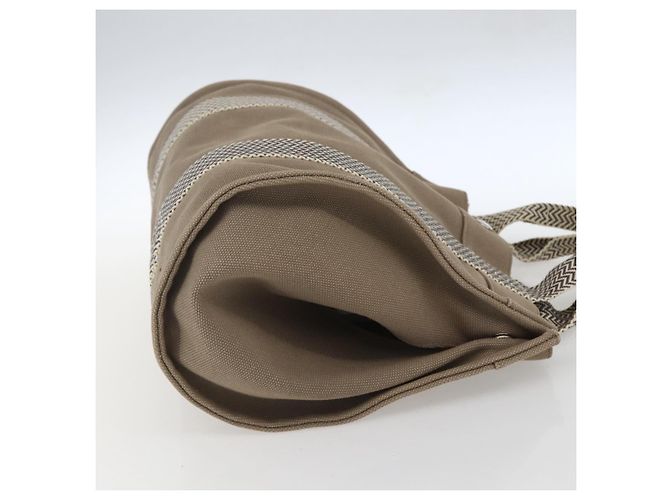 Hermès HERMES Cannes PM Borsa Tote Cotone Beige Argento Auth ka1282 - vista 5