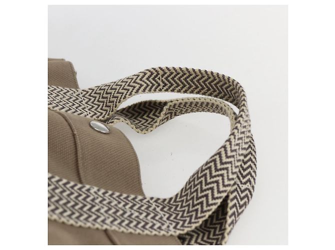 Hermès HERMES Cannes PM Borsa Tote Cotone Beige Argento Auth ka1282 - vista 8