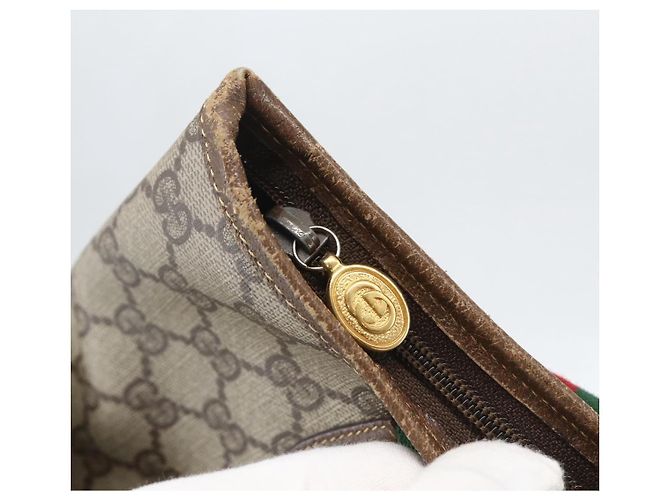 Borsa Sherry Line GG Supreme Web di GUCCI in PVC beige e oro 002 983 0163 Auth ep12615 D'oro - vista 14