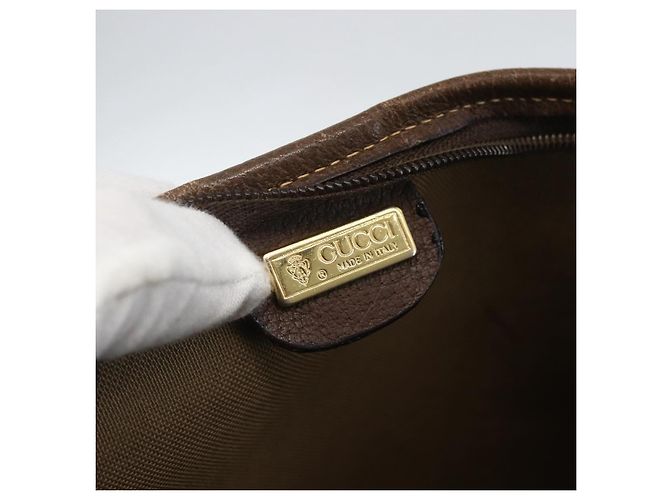 Borsa Sherry Line GG Supreme Web di GUCCI in PVC beige e oro 002 983 0163 Auth ep12615 D'oro - vista 15