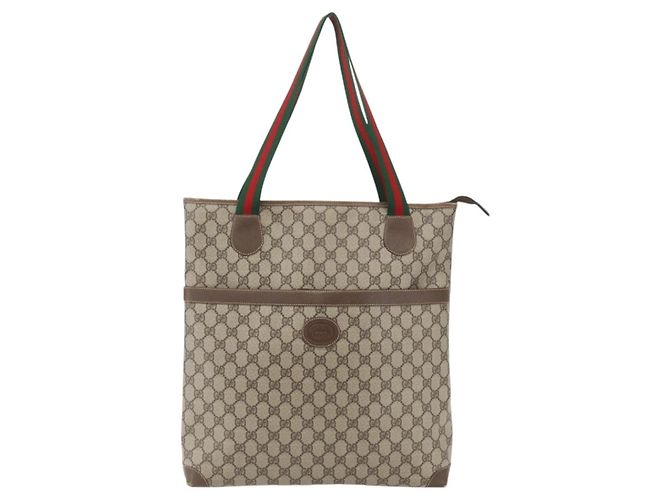 Borsa Sherry Line GG Supreme Web di GUCCI in PVC beige e oro 002 983 0163 Auth ep12615 D'oro - vista 2