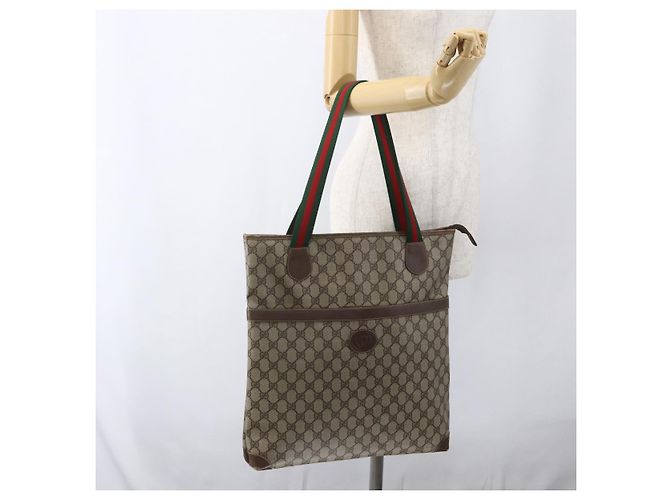 Borsa Sherry Line GG Supreme Web di GUCCI in PVC beige e oro 002 983 0163 Auth ep12615 D'oro - vista 21