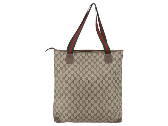 Borsa Sherry Line GG Supreme Web di GUCCI in PVC beige e oro 002 983 0163 Auth ep12615 D'oro - vista 3