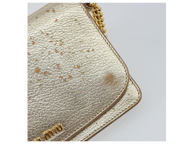 Borsa a spalla in pelle Miu Miu con catena dorata Auth 159461 D'oro - vista 14