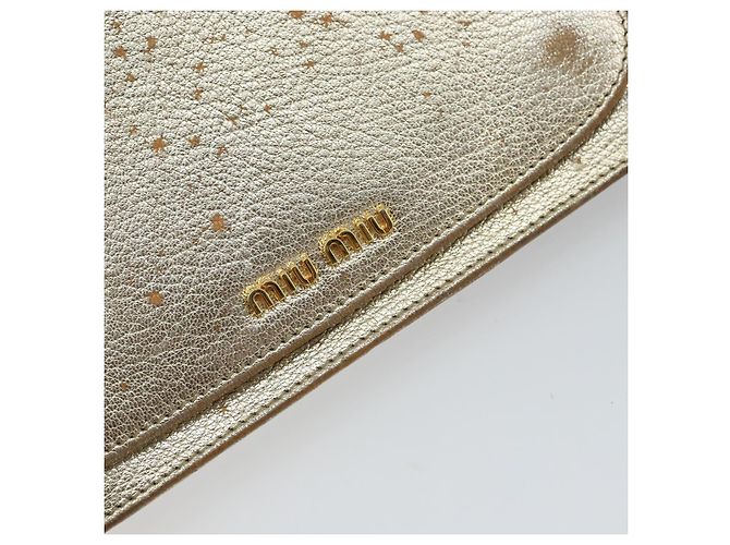 Borsa a spalla in pelle Miu Miu con catena dorata Auth 159461 D'oro - vista 15