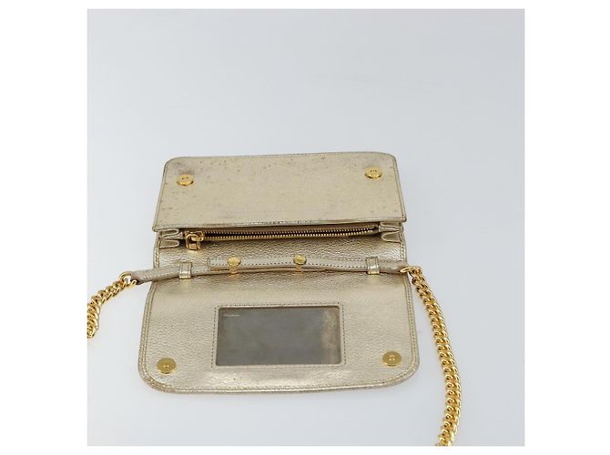 Borsa a spalla in pelle Miu Miu con catena dorata Auth 159461 D'oro - vista 16