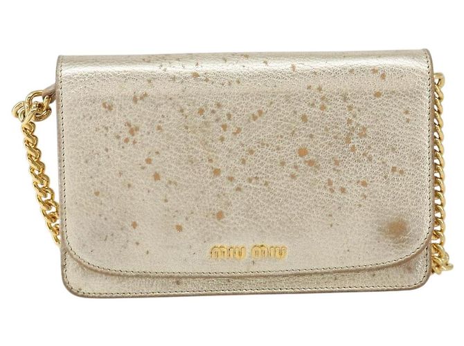 Borsa a spalla in pelle Miu Miu con catena dorata Auth 159461 D'oro - vista 2