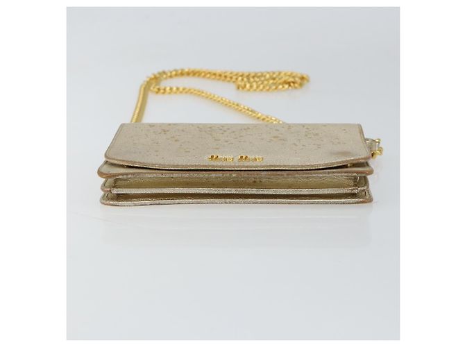 Borsa a spalla in pelle Miu Miu con catena dorata Auth 159461 D'oro - vista 9
