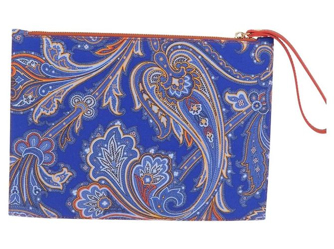 ETRO Pochette Paisley in Tela Pelle Blu Oro Auth am10247V D'oro - vista 3