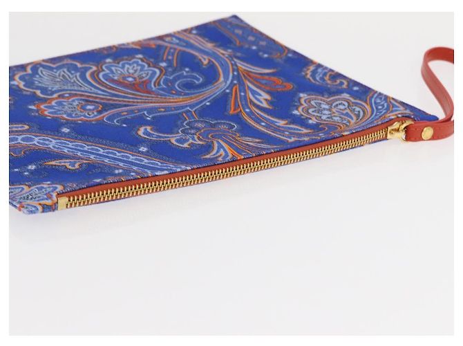 ETRO Pochette Paisley in Tela Pelle Blu Oro Auth am10247V D'oro - vista 6
