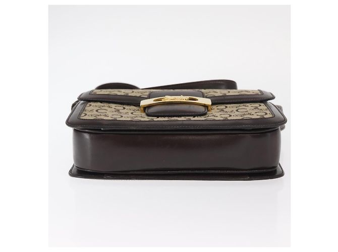 BORSO A SPALLA IN CANVAS BEIGE E ORO CÉLINE C SULKY CARRIAGE A CAVALLO Auth 159431 D'oro - vista 10