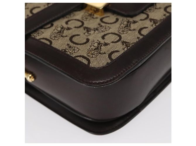 BORSO A SPALLA IN CANVAS BEIGE E ORO CÉLINE C SULKY CARRIAGE A CAVALLO Auth 159431 D'oro - vista 11