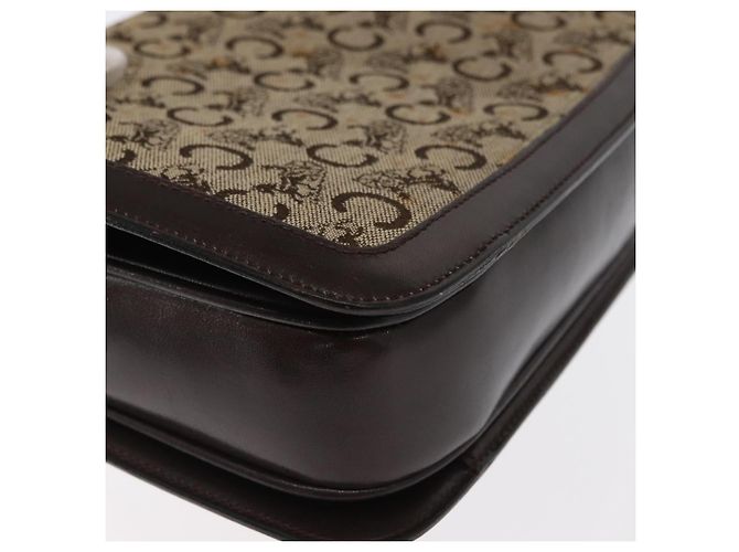 BORSO A SPALLA IN CANVAS BEIGE E ORO CÉLINE C SULKY CARRIAGE A CAVALLO Auth 159431 D'oro - vista 13