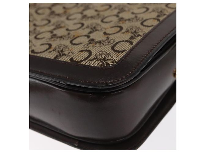 BORSO A SPALLA IN CANVAS BEIGE E ORO CÉLINE C SULKY CARRIAGE A CAVALLO Auth 159431 D'oro - vista 14
