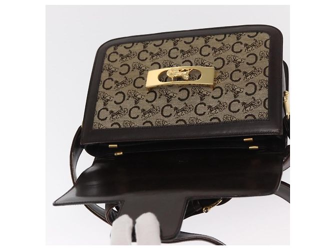 BORSO A SPALLA IN CANVAS BEIGE E ORO CÉLINE C SULKY CARRIAGE A CAVALLO Auth 159431 D'oro - vista 16