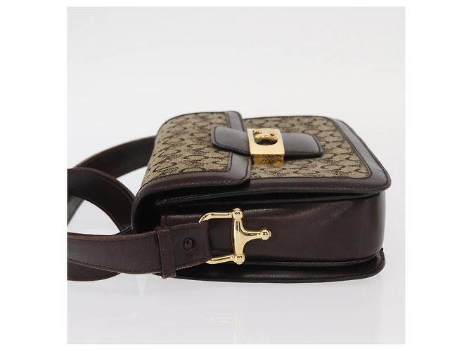 BORSO A SPALLA IN CANVAS BEIGE E ORO CÉLINE C SULKY CARRIAGE A CAVALLO Auth 159431 D'oro - vista 6