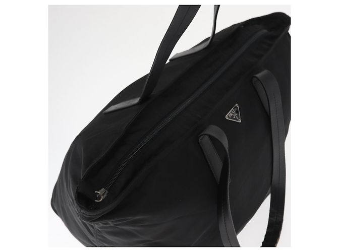 Prada Tote Bag aus schwarzem Nylon mit Silber authentisch 160272 - Ansicht 6