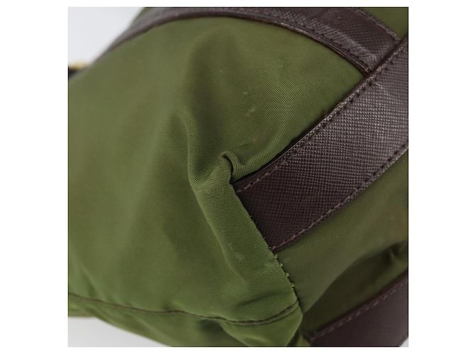 PRADA Borsa a mano in nylon verde oro Auth 159309 D'oro - vista 11