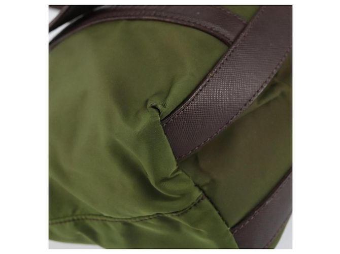 PRADA Borsa a mano in nylon verde oro Auth 159309 D'oro - vista 13