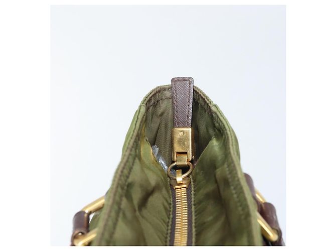 PRADA Borsa a mano in nylon verde oro Auth 159309 D'oro - vista 15