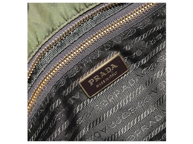 PRADA Borsa a mano in nylon verde oro Auth 159309 D'oro - vista 16