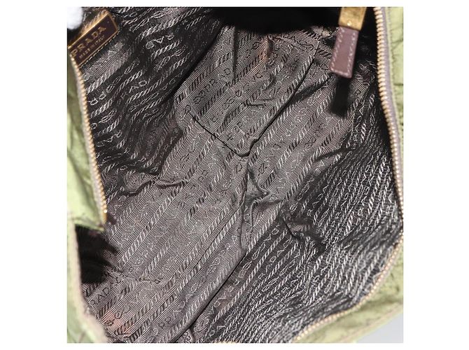 PRADA Borsa a mano in nylon verde oro Auth 159309 D'oro - vista 17