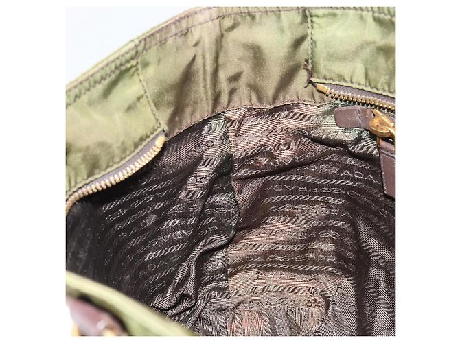 PRADA Borsa a mano in nylon verde oro Auth 159309 D'oro - vista 19