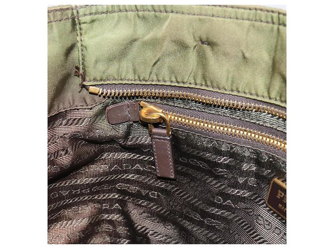 PRADA Borsa a mano in nylon verde oro Auth 159309 D'oro - vista 20