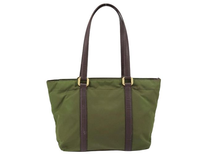PRADA Borsa a mano in nylon verde oro Auth 159309 D'oro - vista 3