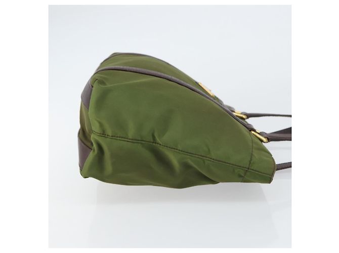 PRADA Borsa a mano in nylon verde oro Auth 159309 D'oro - vista 4