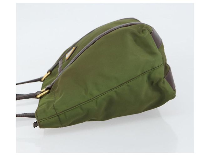 PRADA Borsa a mano in nylon verde oro Auth 159309 D'oro - vista 5