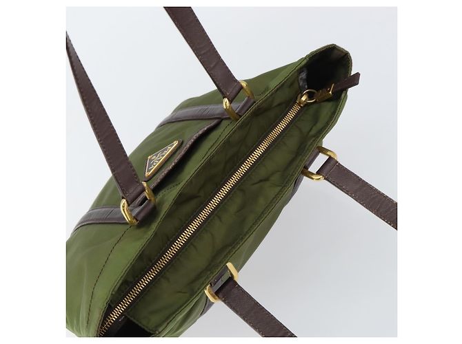 PRADA Borsa a mano in nylon verde oro Auth 159309 D'oro - vista 6