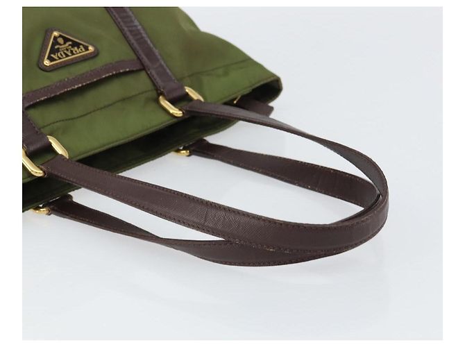 PRADA Borsa a mano in nylon verde oro Auth 159309 D'oro - vista 7