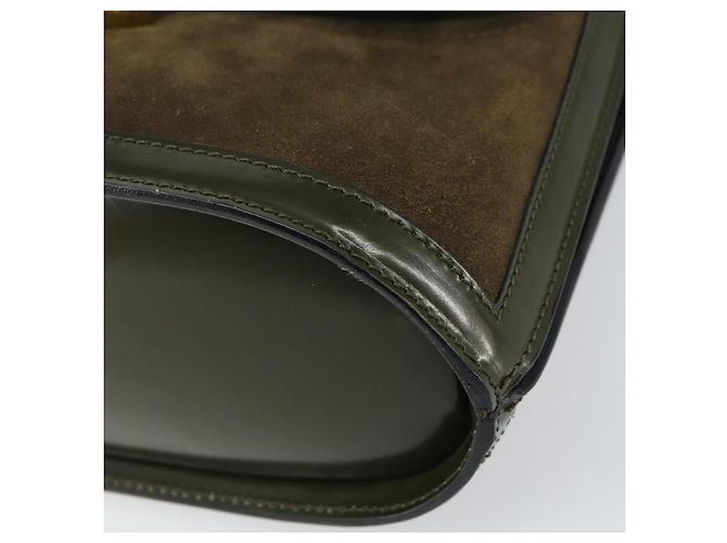 Céline Borsa a mano CELINE in suede khaki oro Auth 159231 D'oro Cachi - vista 10
